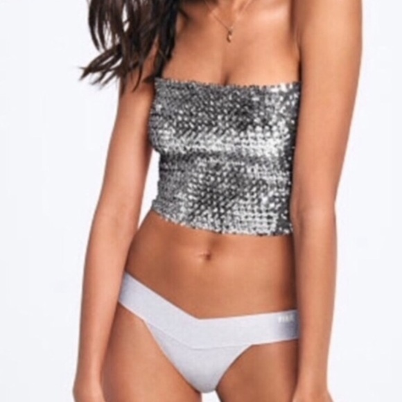 NWT VS Pink Sequin Bling Tube Top M - Picture 2 of 4